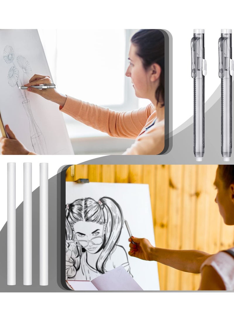 Retractable Mechanical Eraser Pen Set - 12 Pack with 10 Refills for School, Office, Art, and Writing - Ideal for Students, Teachers, Adults, and Children. - Image 4