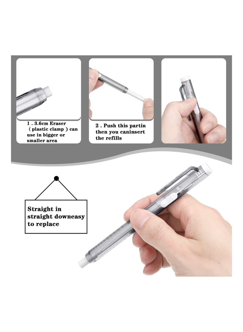 Retractable Mechanical Eraser Pen Set - 12 Pack with 10 Refills for School, Office, Art, and Writing - Ideal for Students, Teachers, Adults, and Children. - Image 5