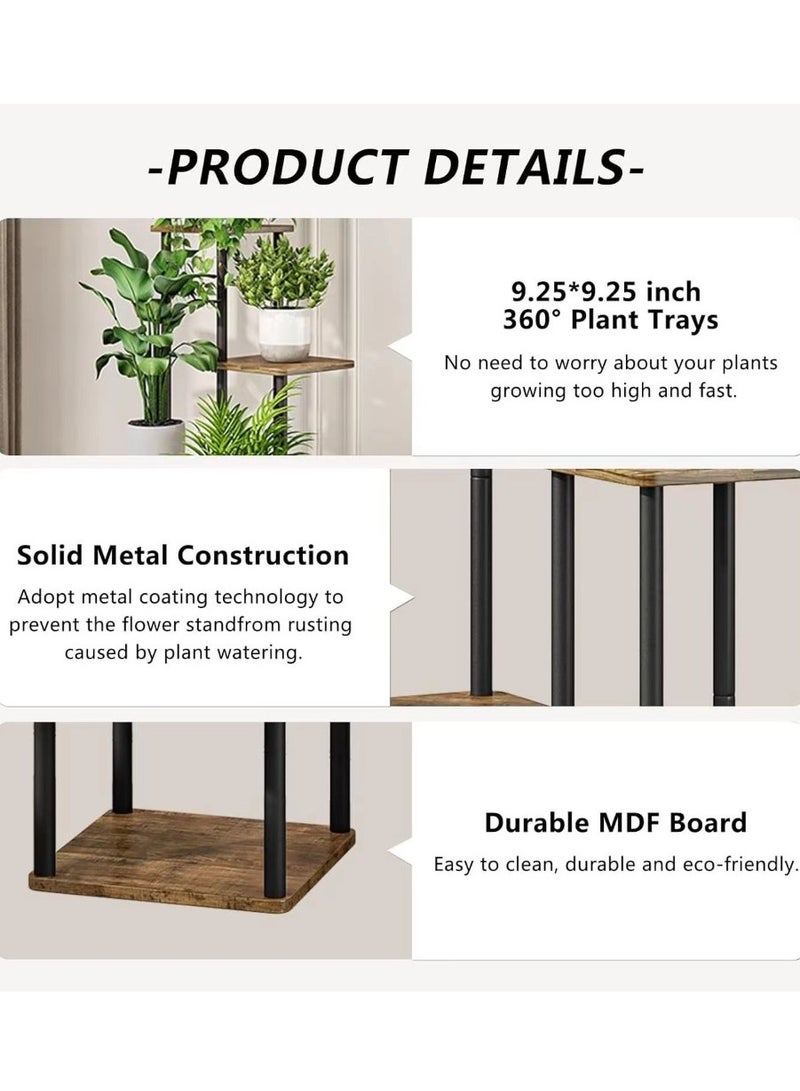 Kutis 5-Tiers Plant Flower Display Stand Brown/Black 30x30x107 Centimeter - Image 3