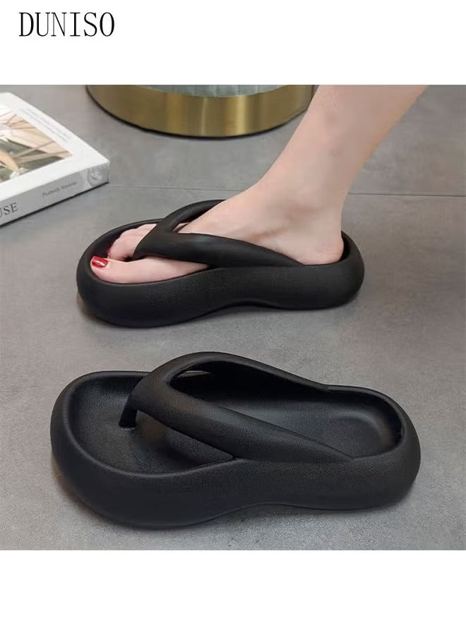 دونيسو نعال مريحة للنساء غير قابلة للانزلاق سميكة وحيد شريحة صندل مفتوح اصبع القدم سريع التجفيف شبشب شبشب غرفة نوم المنزل النعال المرأة حمام النعال منزل الصنادل للداخلية والخارجية - Image 4