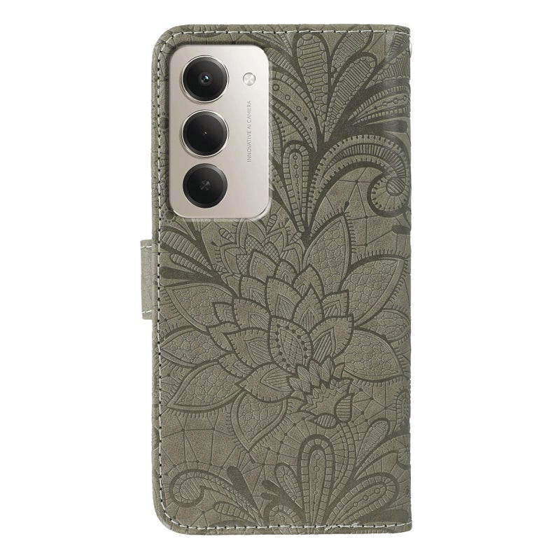 إيروريكس جراب هاتف جلدي قلاب منقوش بدانتيل SEA لهاتف Redmi 15 5G Global / 15 4G (رمادي) - Image 3