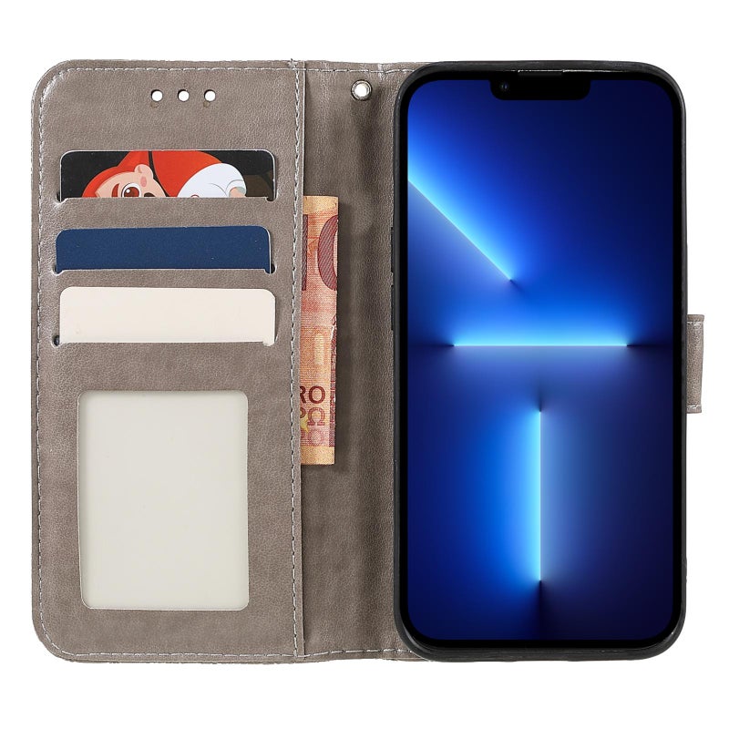 إيروريكس جراب هاتف جلدي قلاب منقوش بدانتيل SEA لهاتف Redmi 15 5G Global / 15 4G (رمادي) - Image 4