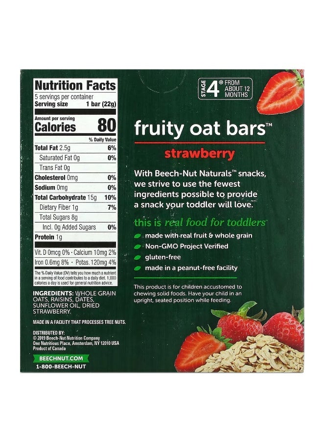 Beech-Nut Beech-Nut, Naturals, Fruity Oat Bars, 12+ Months, Strawberry, 5 Bars, 0.78 oz (22 g) Each  - Image 2