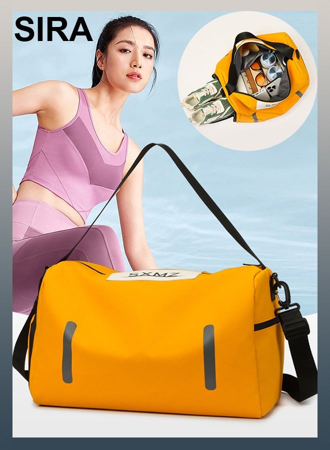 SIRA Yellow Sports Duffel Bag - Large Waterproof Gym Backpack with Shoe Compartment & Dry-Wet Separation, Multi-Pocket Travel Bag for Men & Women (Crossbody/Shoulder/Hand Carry) - Image 1