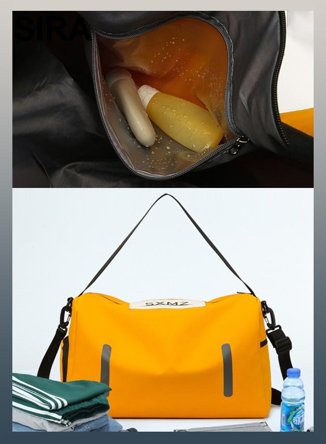 SIRA Yellow Sports Duffel Bag - Large Waterproof Gym Backpack with Shoe Compartment & Dry-Wet Separation, Multi-Pocket Travel Bag for Men & Women (Crossbody/Shoulder/Hand Carry) - Image 2