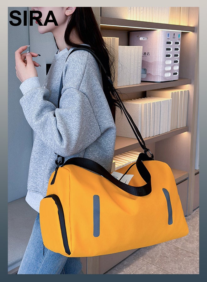 SIRA Yellow Sports Duffel Bag - Large Waterproof Gym Backpack with Shoe Compartment & Dry-Wet Separation, Multi-Pocket Travel Bag for Men & Women (Crossbody/Shoulder/Hand Carry) - Image 4