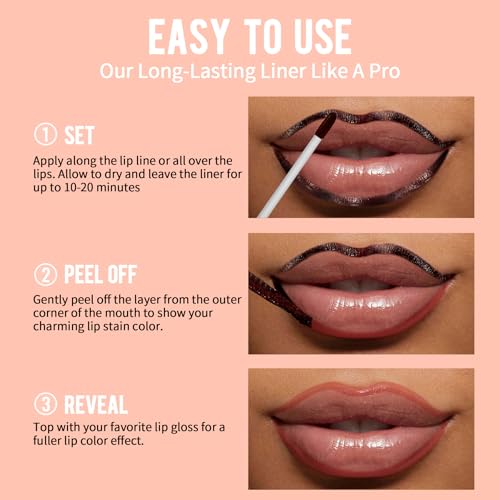 iMethod Lip Stain - Lip Liner Stain, Peel Off Lip Stain with Tweezer, Natural Long Lasting, Waterproof, Easy to Use, Stay On All Day, Cocoa - Image 5