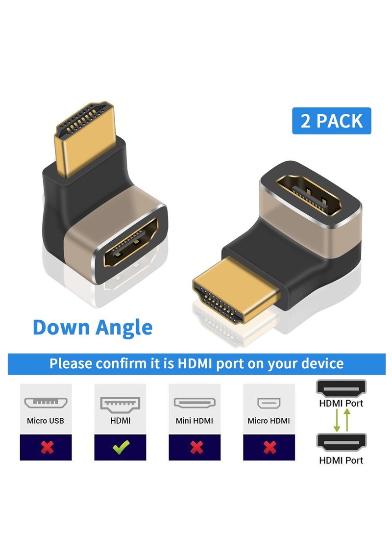 RATSAW 8K 90 Degree HDMI Male to Female Adapter 2.1 Version Down Angle HDMI L Shape Flat Extender Adapter Connector for TV, Roku, Fire Stick, Chromecast, Switch, Laptop, PC (2 Pack) - Image 2