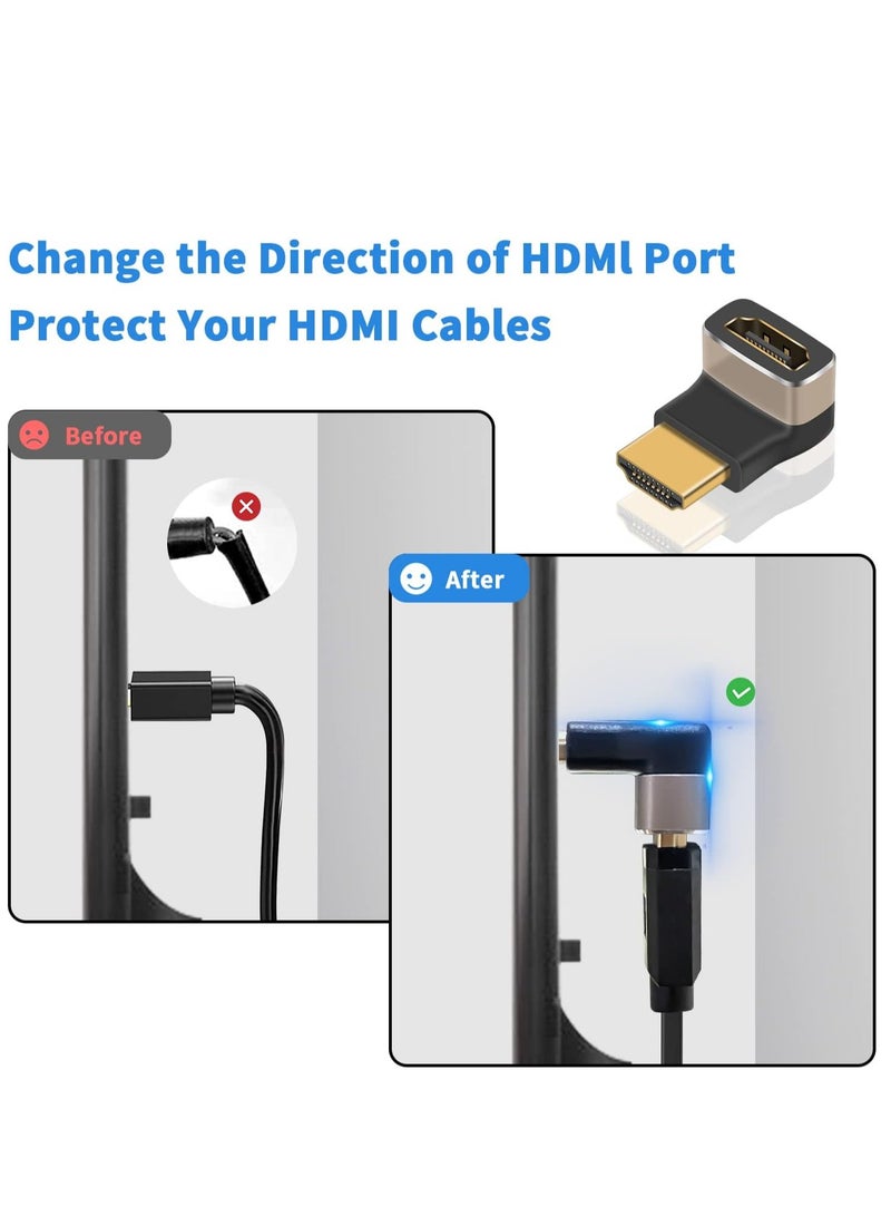 RATSAW 8K 90 Degree HDMI Male to Female Adapter 2.1 Version Down Angle HDMI L Shape Flat Extender Adapter Connector for TV, Roku, Fire Stick, Chromecast, Switch, Laptop, PC (2 Pack) - Image 3