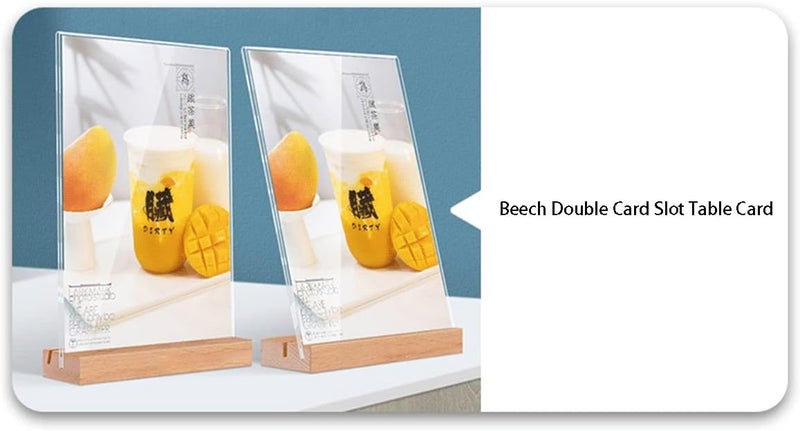 Picture Frames,Clear Acrylic Sign Holder with Wooden Base and High Definition Acrylic Covers for Tabletop or Desktop Display A4/A5/A6,Table Menu Holde(B A4) - Image 3