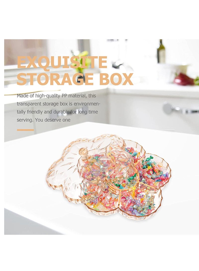 XiuWoo Snack Serving Tray, 11.8" Appetizer Tray with Lid, 6 Compartments Round Plastic Food Storage Organizer, Plates Dishes, for Dried Fruits, Nuts, Candies, Sweet Cookies, and Fruits - Image 5