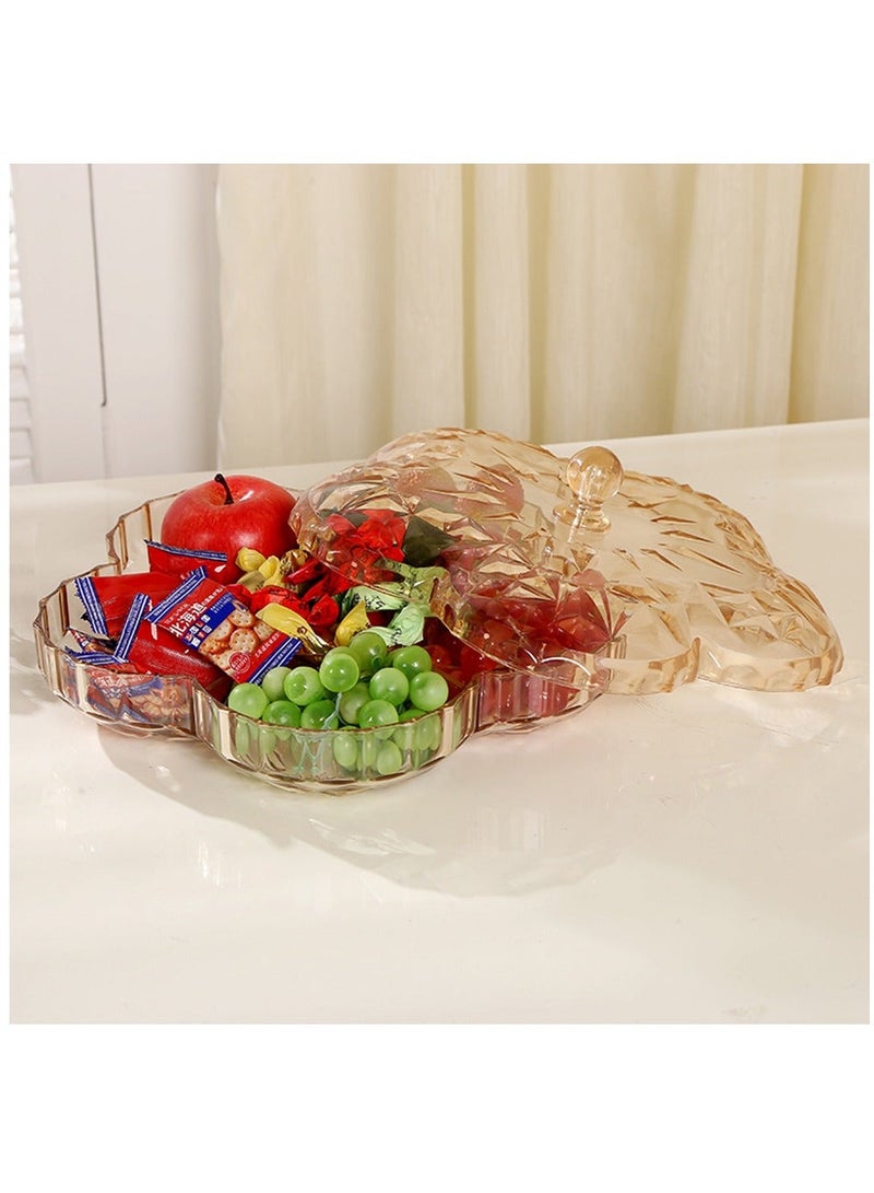 XiuWoo Snack Serving Tray, 11.8" Appetizer Tray with Lid, 6 Compartments Round Plastic Food Storage Organizer, Plates Dishes, for Dried Fruits, Nuts, Candies, Sweet Cookies, and Fruits - Image 2