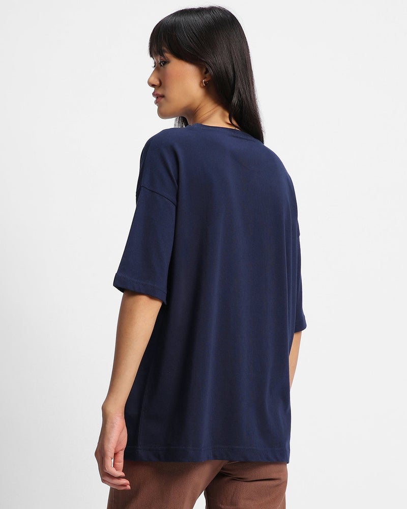 bewakoof Women's Blue Oversized T-shirt - Image 4