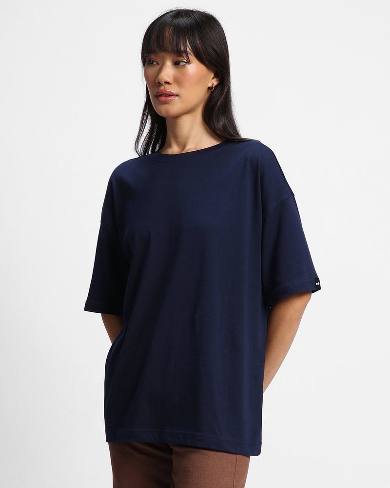 bewakoof Women's Blue Oversized T-shirt - Image 1