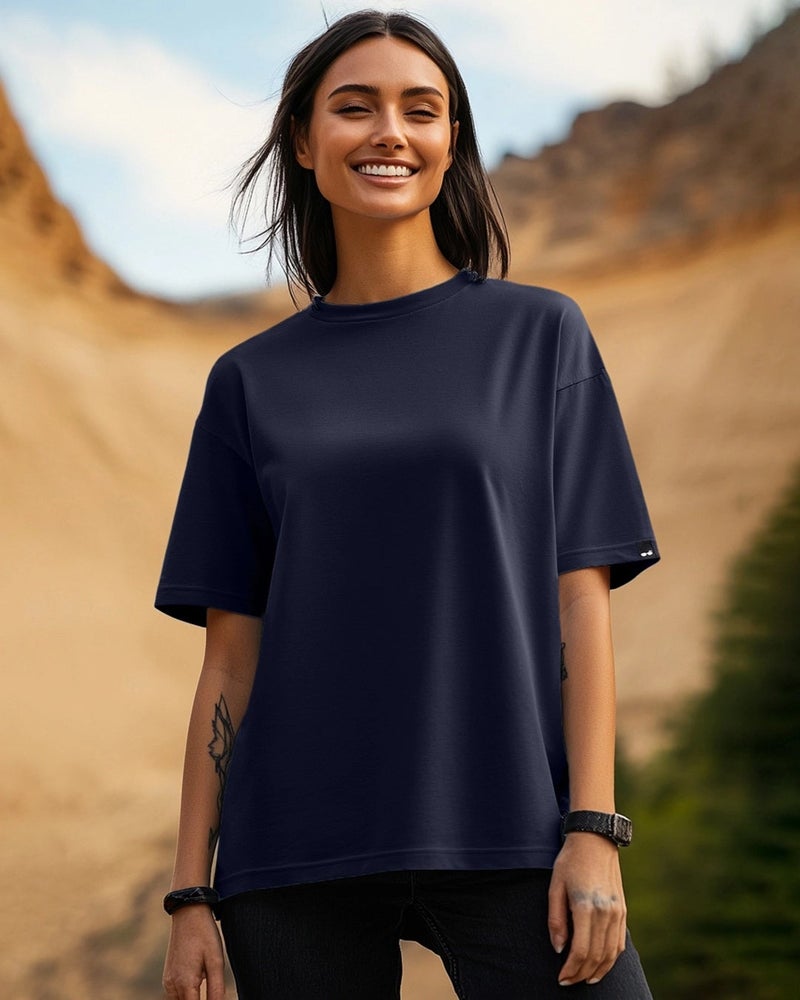 bewakoof Women's Blue Oversized T-shirt - Image 2