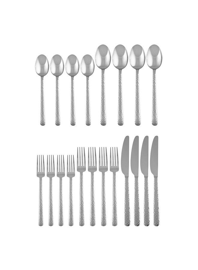 Cambridge Silversmiths Henrietta Hammered Mirror 20Piece Flatware Set - Image 5