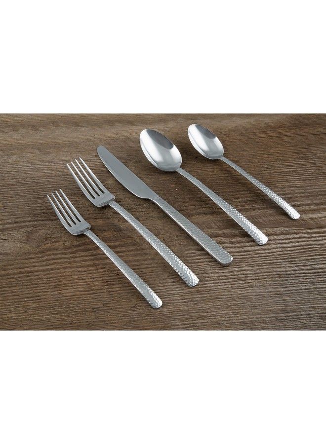 Cambridge Silversmiths Henrietta Hammered Mirror 20Piece Flatware Set - Image 3