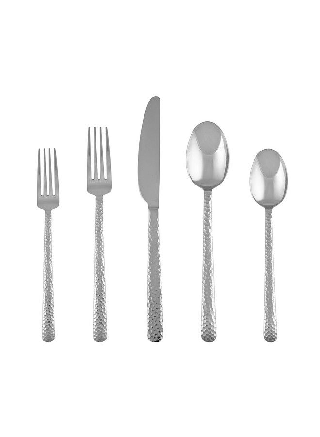 Cambridge Silversmiths Henrietta Hammered Mirror 20Piece Flatware Set - Image 1
