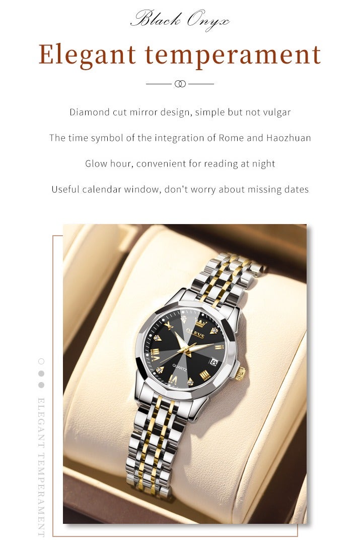 أوليفز طقم أنيق للسيدات مكون من ساعة يد وسوار وقلادة، تصميم عصري مع إضاءة ليلية وتقويم مقاوم للماء وسوار من الفولاذ المقاوم للصدأ، هدية رومانسية لعيد الحب وأعياد الميلاد، هدية يومية مع علبة فاخرة وحقيبة          询问 ChatGPT - Image 2