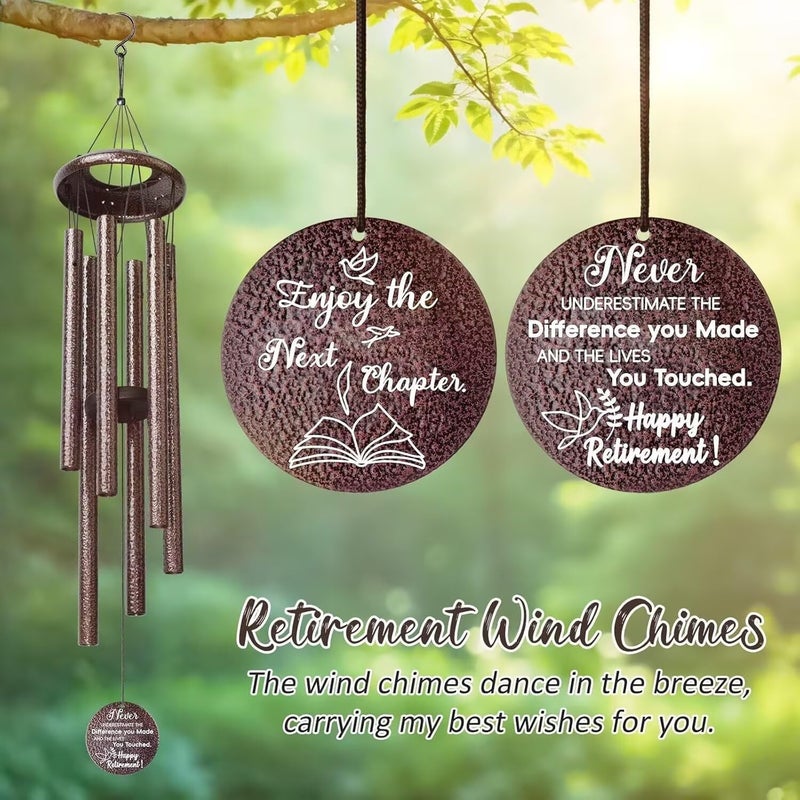 Synhonty Retirement Gift for Woman Men, 25" Wind Chimes Retired Gifts, Happy Retirement Gifts for Women, Coworker, Boss, Teacher, Nurses, Friends, Going Away Farewell Gift Ideas Retirement Decorations - Image 3