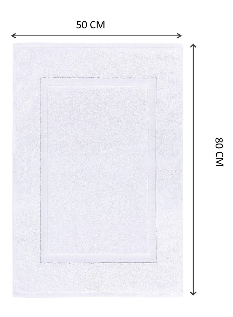 1Chase Set of 2 - Cotton Banded Bath Mats, 100% Ring Spun Cotton - Highly Absorbent and Machine Washable Shower Bathroom Floor Mat, White - Image 5