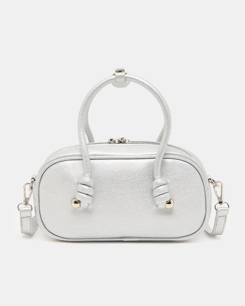 REDTAG Women Silver Mini Handbag with Top Handles