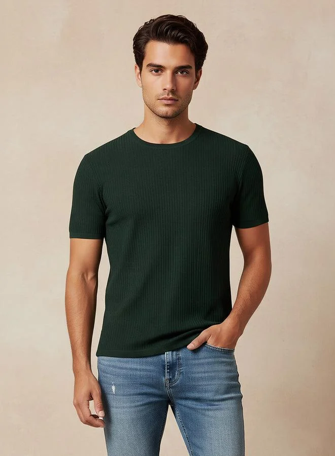 Iconic Iconic Textured Crew Neck T-shirt