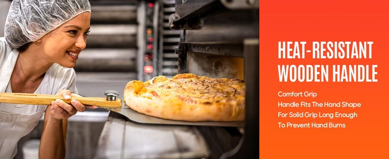 NILKANTH Aluminum Pizza Peel 12×14 with Foldable Wooden Handle, Metal Pizza Paddle, Rocker Cutter & Server for Pizza Oven - Image 3