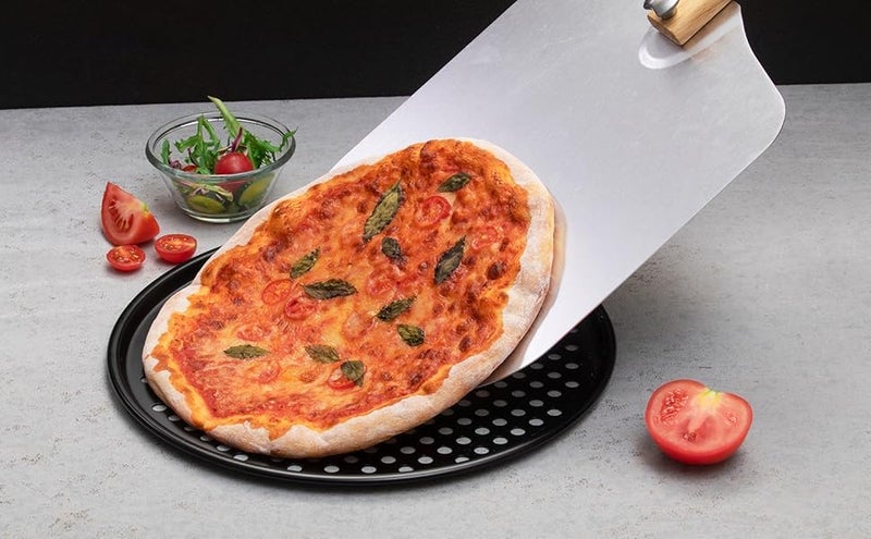 NILKANTH Aluminum Pizza Peel 12×14 with Foldable Wooden Handle, Metal Pizza Paddle, Rocker Cutter & Server for Pizza Oven - Image 4
