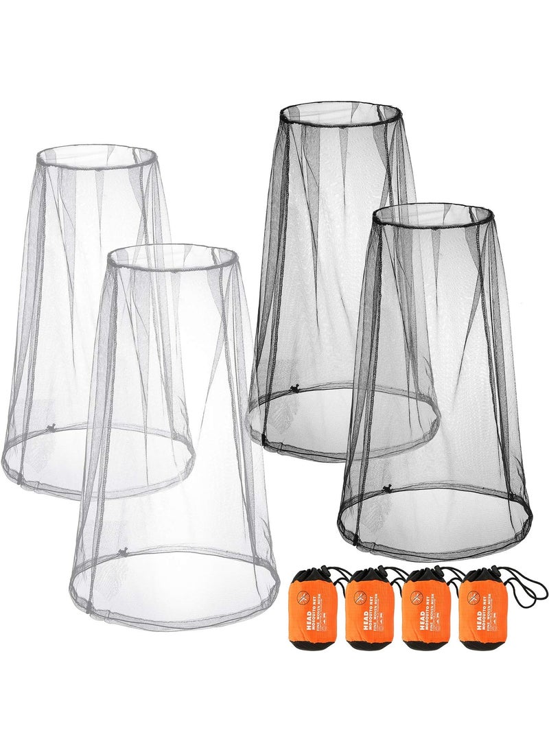 HESTYA 4 Pack Mosquito Net Face Mesh Net Protecting Net for Outdoor Hiking Camping Climbing Mosquito Fly Insects Preventing (Big Size, Grey, Black)