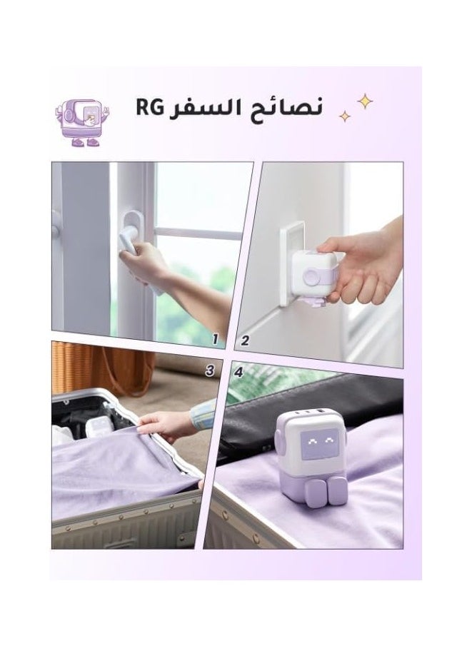 REBENUO 65w charger type c 3-Port Nexode Robot GaN  LED Display Compact Funny Fast Charger Type C Power Adapter 3PIN - Purple RG 65W  - Image 3