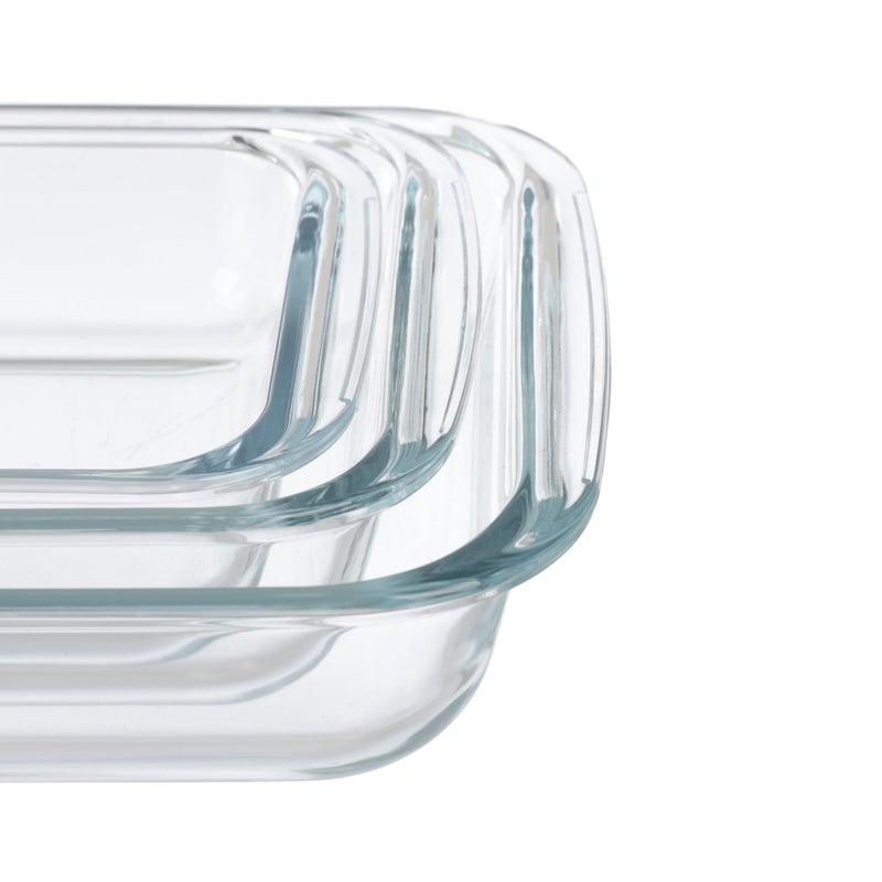 Oven Roaster set, 3 pieces(S/M/L), Rectangler, Tempered Glass - Transparent - Image 4