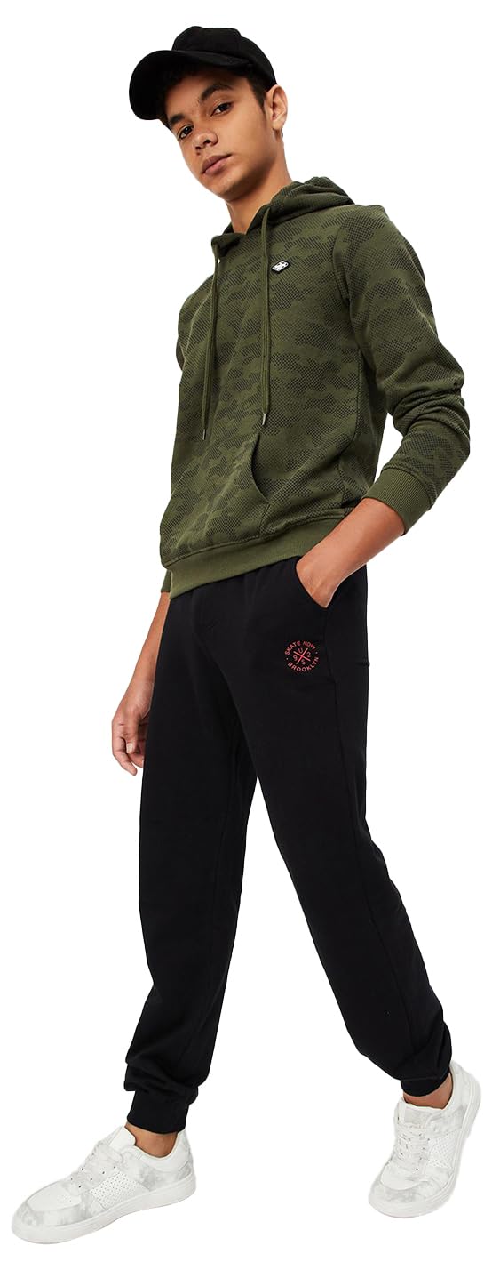 Max Boys Mid Rise Solid Elasticated Joggers (S24Fct72Black)_15-16Y - Image 1