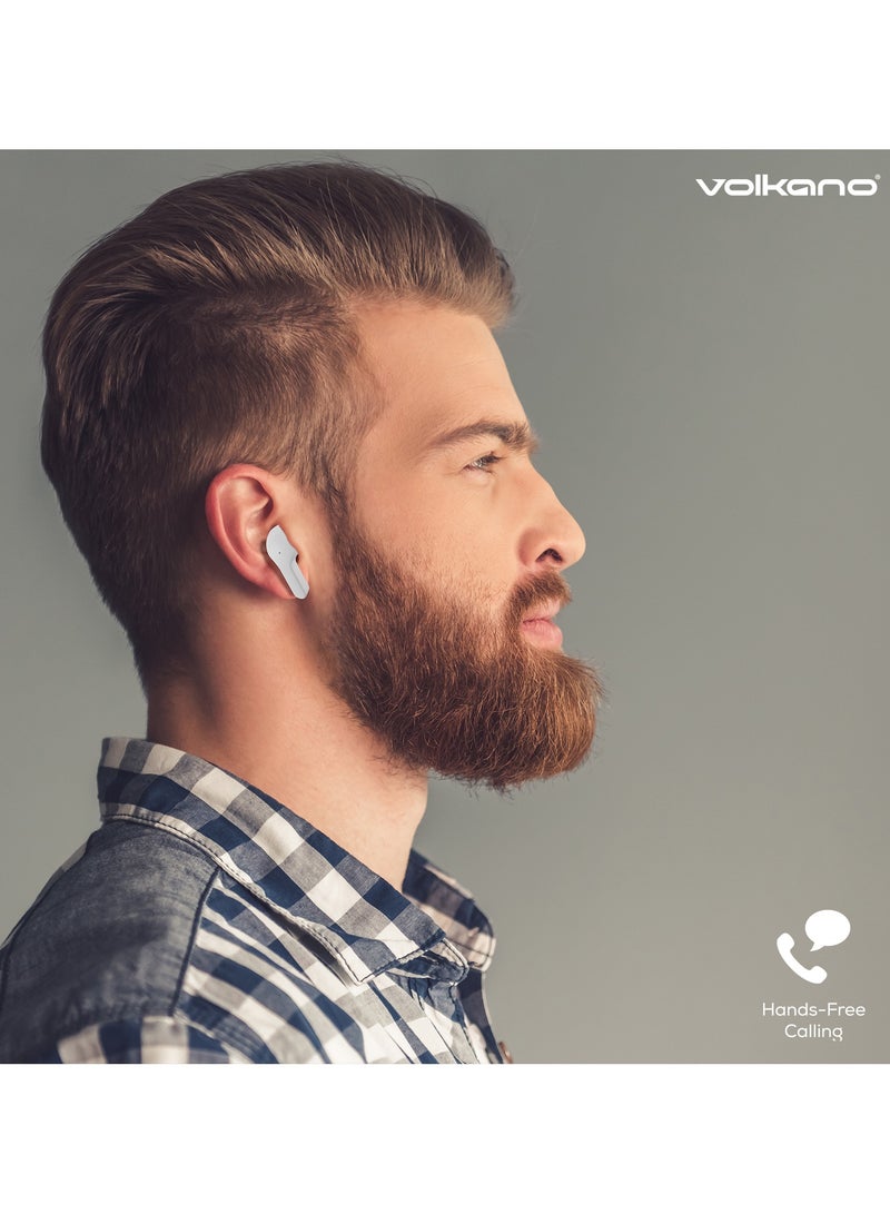 فولكانو سماعات أذن لاسلكية حقيقية من سلسلة Crystalline، بلوتوث 5.3، ميكروفون مزدوج، داخل الأذن، مقاومة للماء وفق معيار IPX، محركات 10 ملم، علبة شحن من نوع Type-C مع إمكانية إعادة الشحن 2-3 مرات، وقت تشغيل 3-4 ساعات، اللون الأبيض - Image 2