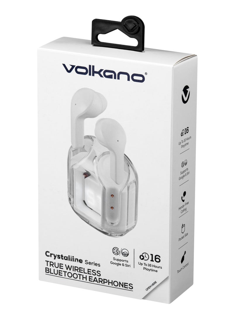 فولكانو سماعات أذن لاسلكية حقيقية من سلسلة Crystalline، بلوتوث 5.3، ميكروفون مزدوج، داخل الأذن، مقاومة للماء وفق معيار IPX، محركات 10 ملم، علبة شحن من نوع Type-C مع إمكانية إعادة الشحن 2-3 مرات، وقت تشغيل 3-4 ساعات، اللون الأبيض - Image 5
