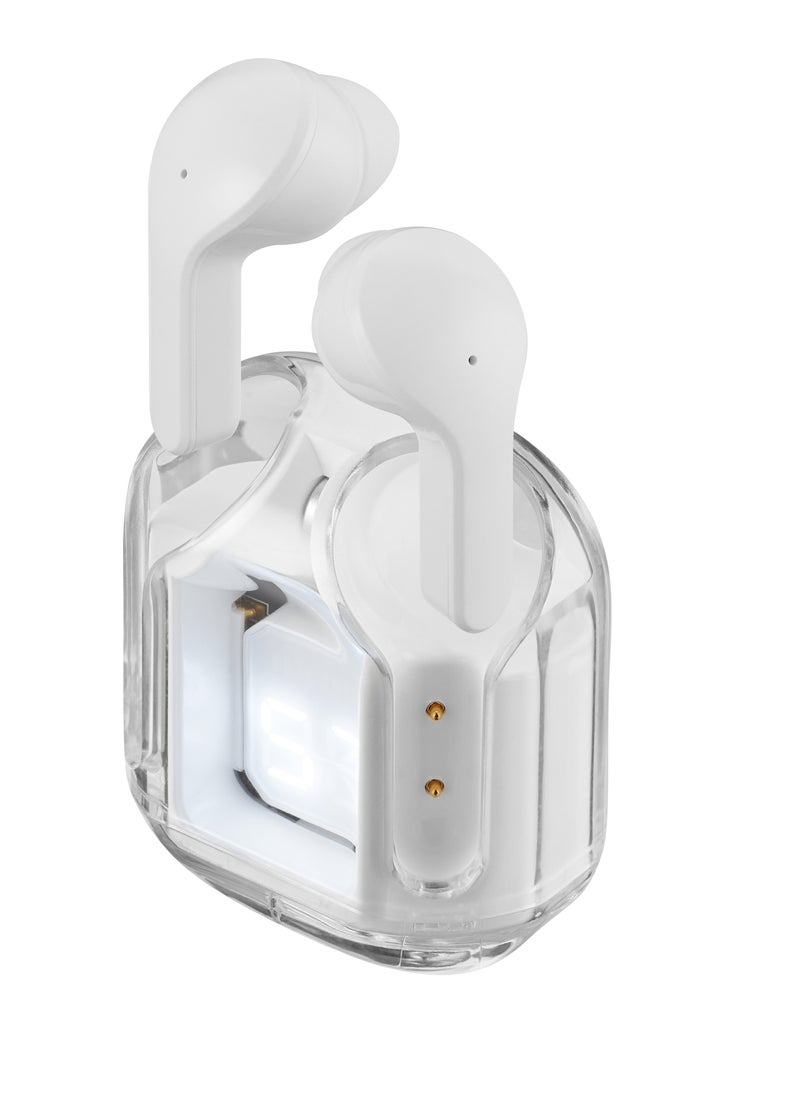 Volkano - Volkano Crystalline Series TWS Earphone, True Wireless with big Bass10mm driver, Bluetooth 5.3, IPX level: life waterproof, playtime 18 Hrs , Charging port Type-C. White - Image 1