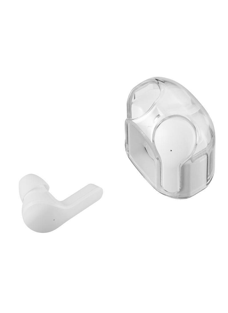 Volkano - Volkano Crystalline Series TWS Earphone, True Wireless with big Bass10mm driver, Bluetooth 5.3, IPX level: life waterproof, playtime 18 Hrs , Charging port Type-C. White - Image 1