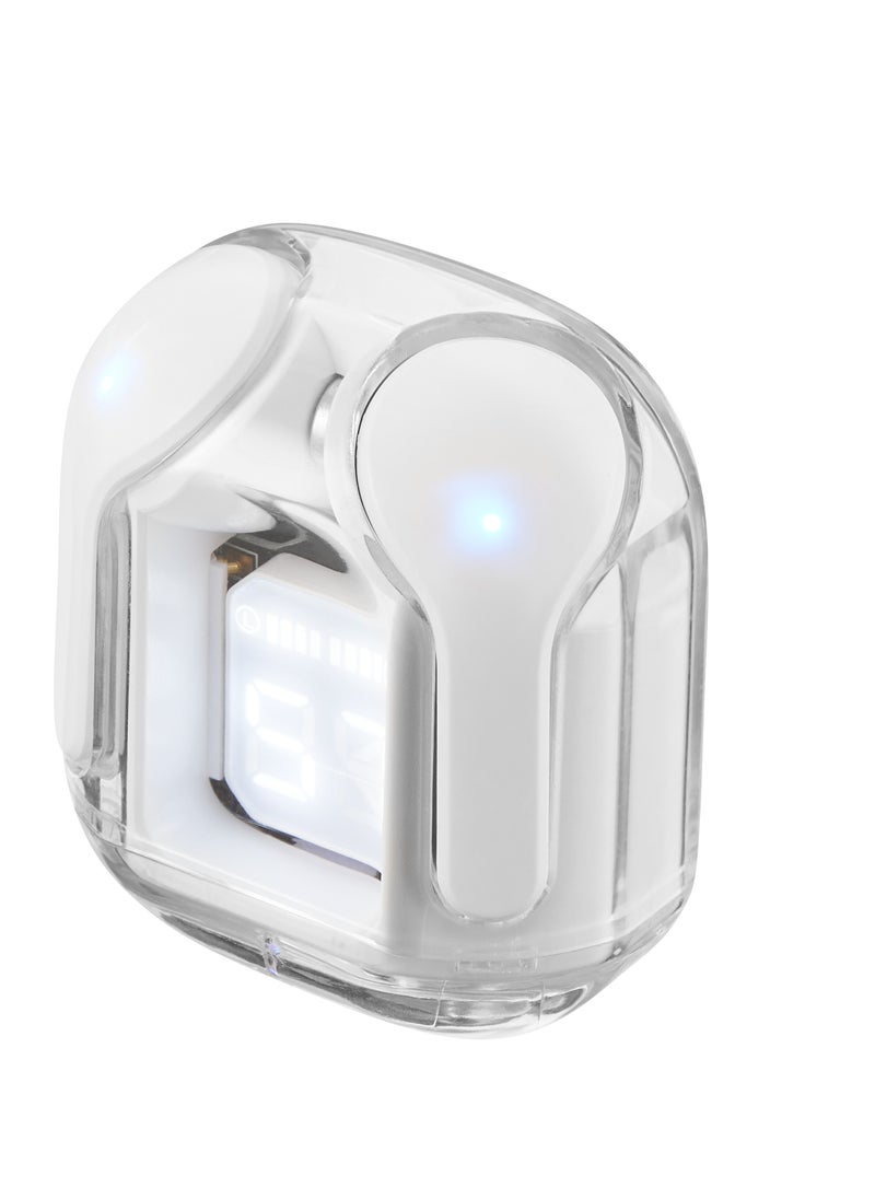 Volkano - Volkano Crystalline Series TWS Earphone, True Wireless with big Bass10mm driver, Bluetooth 5.3, IPX level: life waterproof, playtime 18 Hrs , Charging port Type-C. White - Image 1