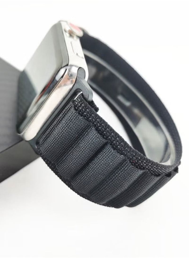 IAF - Replacement Strap 42/44/45/49mm Alpine Loop Band for Apple Watch Series 8/7/SE/6/5/4/3/2/1 Black - Image 1