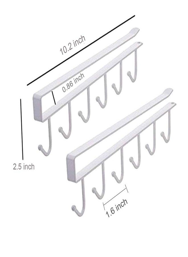 EigPluy 2pcs Under Shelf Mug Rack - Free Drilling Coffee Cups Holder, Key Ties Belts & Scarf Hanging Hooks - Fits Cabinet 0.8" or Less - Image 4