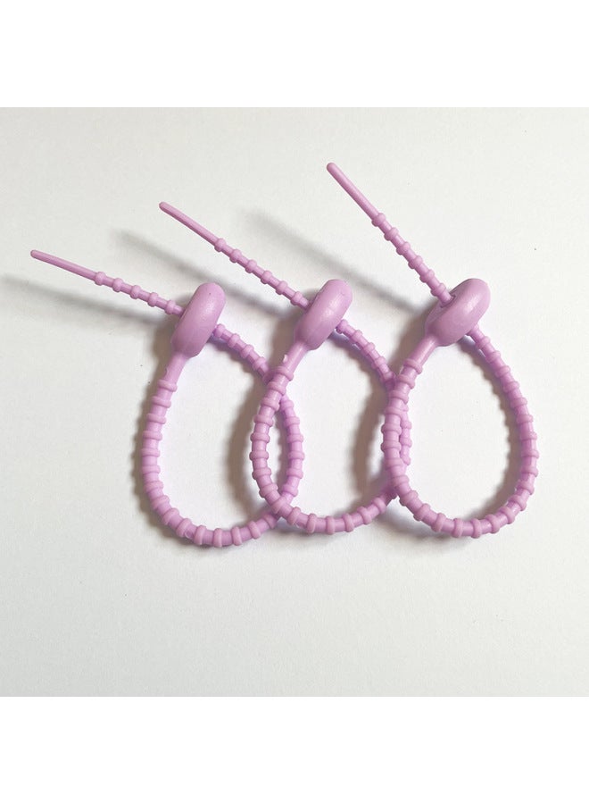 Loquat Simple Tadpole Silicone Cable Tie With Loose Buckle Wire Bundle DIY Handmade Doll Luggage Accessories Lanyard-Color:Roland Purple 150mm - Image 1