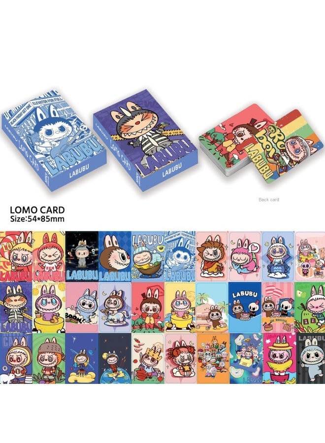 Generic Labubu Double-sided 30 Cartoon Photos Carabou Cloth Box Hd Card Lomo Card Collection Card - Image 2