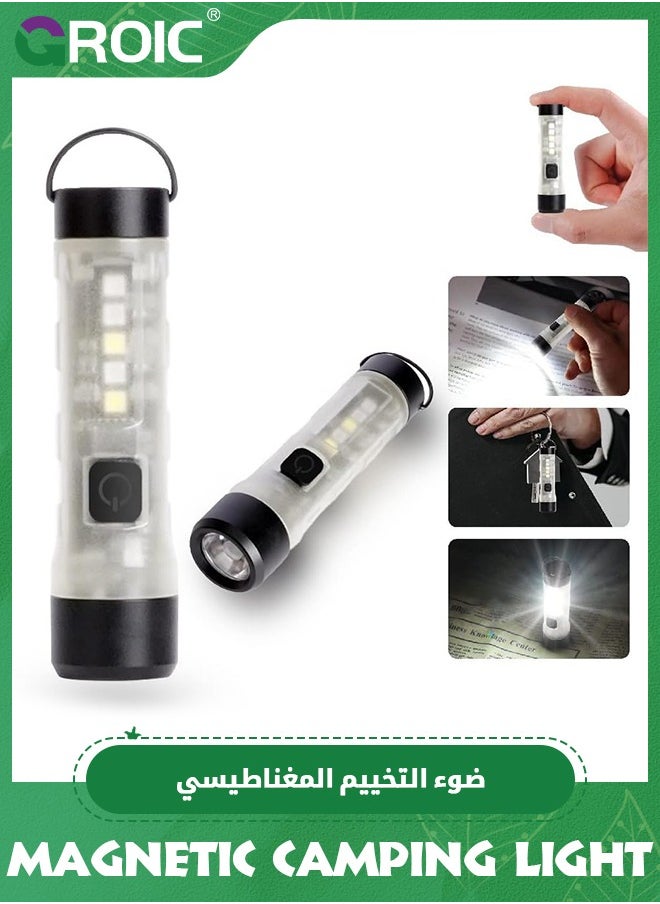 GROIC Mini Flashlight with Hook, Portable Camping Lantern, LED Flashlight with Magnetic Hook, Type-C Charging, Pocket Torch for Tent, Outdoor  - Image 1