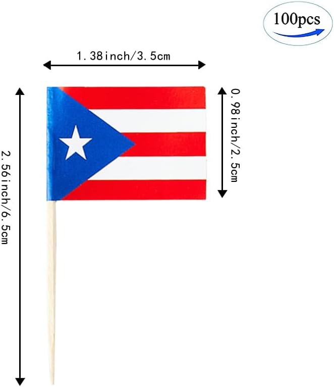 mflagperft Puerto Rico Flag Puerto Rican Flag, Small Mini Puerto Rican Toothpick Flags for Food, Cupcakes, Cocktails, Appetizers, Bar Party Decorations - Image 2