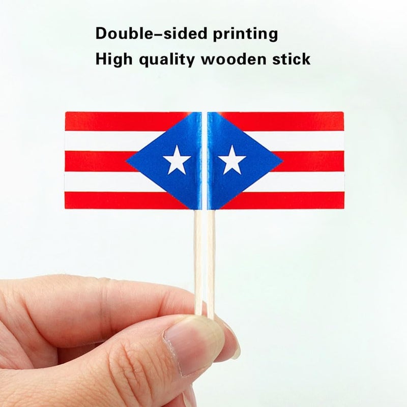 mflagperft Puerto Rico Flag Puerto Rican Flag, Small Mini Puerto Rican Toothpick Flags for Food, Cupcakes, Cocktails, Appetizers, Bar Party Decorations - Image 3