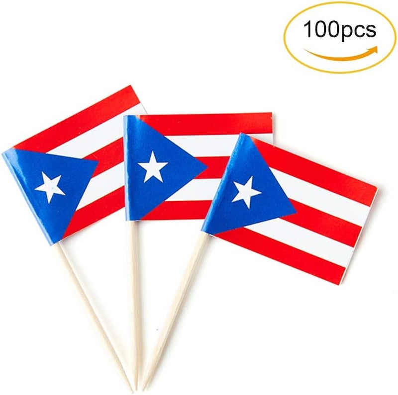 mflagperft Puerto Rico Flag Puerto Rican Flag, Small Mini Puerto Rican Toothpick Flags for Food, Cupcakes, Cocktails, Appetizers, Bar Party Decorations - Image 4