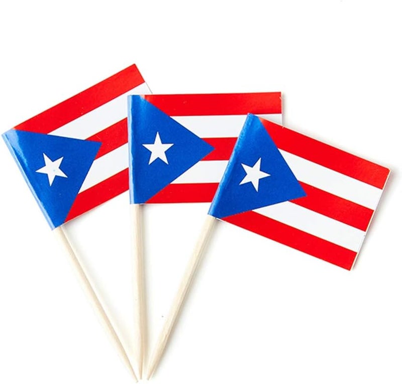 mflagperft Puerto Rico Flag Puerto Rican Flag, Small Mini Puerto Rican Toothpick Flags for Food, Cupcakes, Cocktails, Appetizers, Bar Party Decorations - Image 1