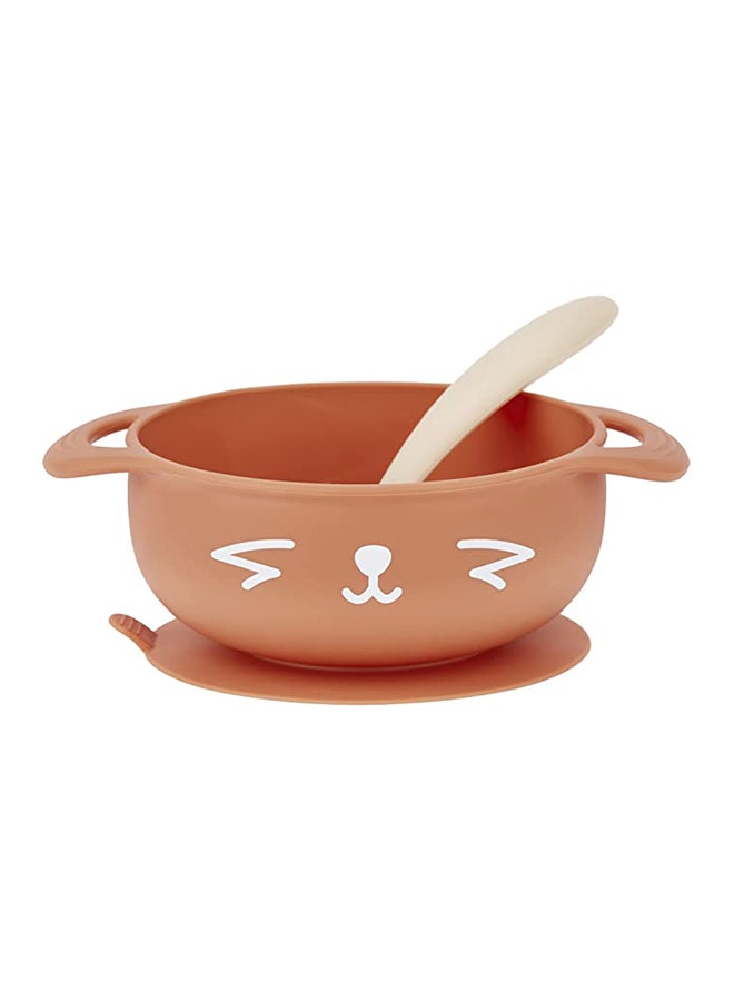babymoov 2-Piece Silicone Bowl And Spoon Weaning Set In Peach, Soft Silicone, Bowl With Suction Base, Ergonomic Spoon, Easy To Clean - Image 1