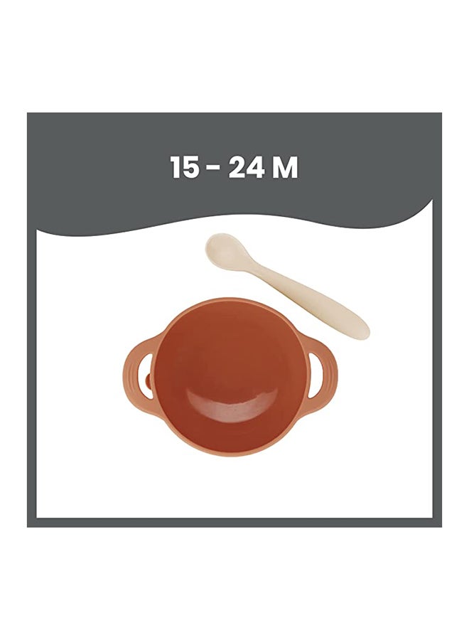 babymoov 2-Piece Silicone Bowl And Spoon Weaning Set In Peach, Soft Silicone, Bowl With Suction Base, Ergonomic Spoon, Easy To Clean - Image 4