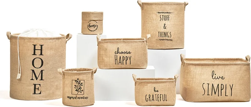 Ocean Home Textile Folding Dirty Laundry In-Cabinet Toy Organizer Storage Basket with Jute Waterproof Base 36x40 cm